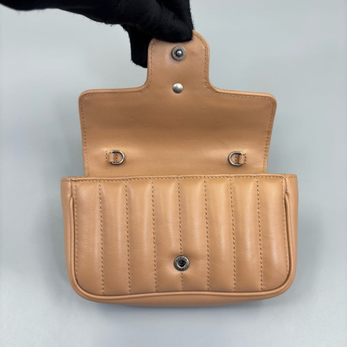 Gucci Matelasse Super Mini GG Marmont Calfskin Brown