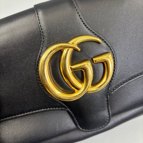 Gucci Small Arli Flap Shoulder Bag Calfskin Black