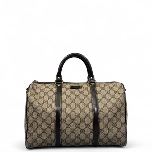 Gucci Boston Bag GG Supreme Monogram Brown Black