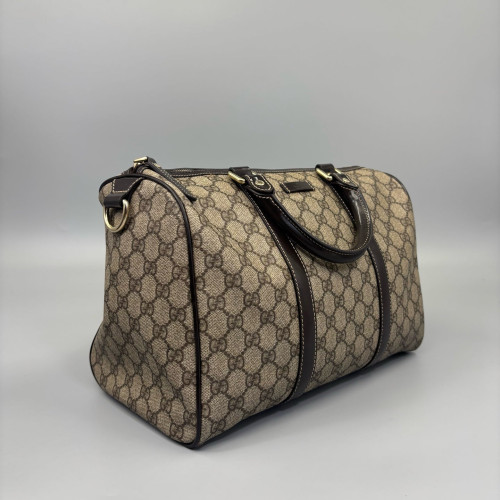 Gucci Boston Bag GG Supreme Monogram Brown Black