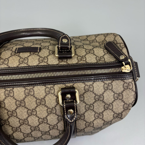 Gucci Boston Bag GG Supreme Monogram Brown Black