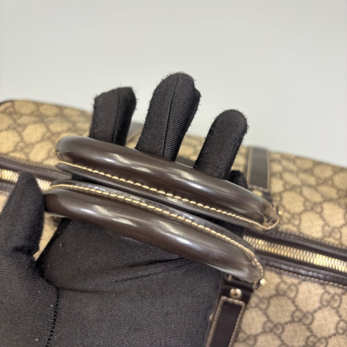 Gucci Boston Bag GG Supreme Monogram Brown Black