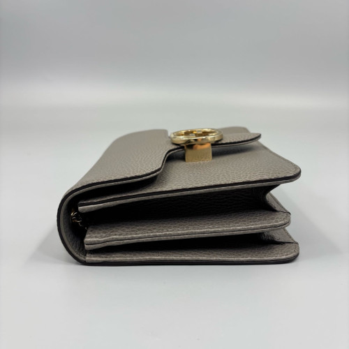Gucci Small Interlocking G Shoulder Bag Grained Calfskin Grey