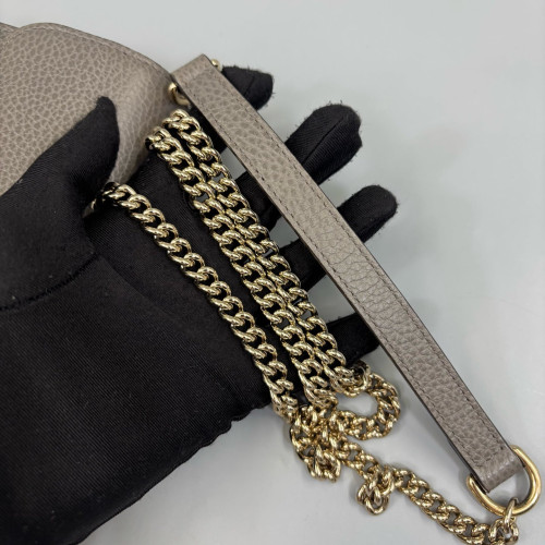 Gucci Small Interlocking G Shoulder Bag Grained Calfskin Grey