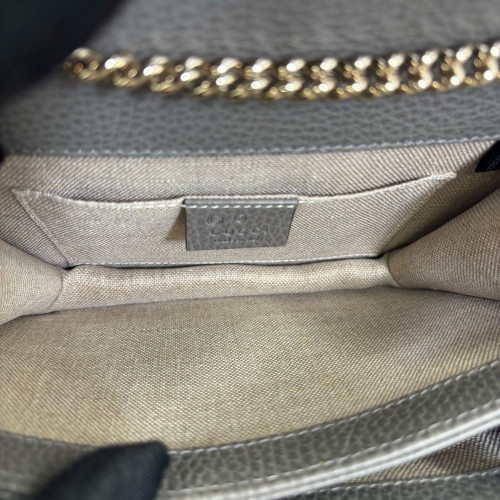 Gucci Small Interlocking G Shoulder Bag Grained Calfskin Grey