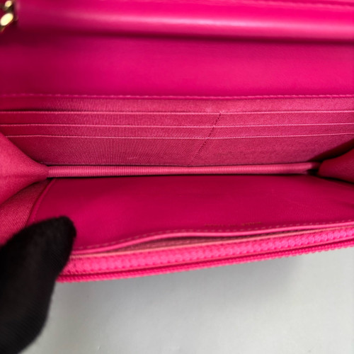 Chanel Chevron Quilted Wallet On Chain Calfskin Pink