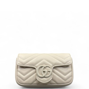 Gucci Matelasse Super Mini GG Marmont Calfskin White