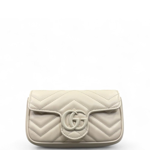 Gucci Matelasse Super Mini GG Marmont Calfskin White
