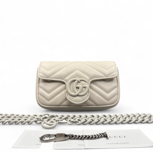 Gucci Matelasse Super Mini GG Marmont Calfskin White