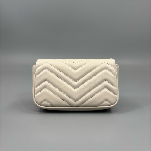 Gucci Matelasse Super Mini GG Marmont Calfskin White