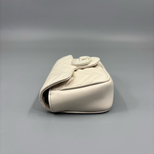 Gucci Matelasse Super Mini GG Marmont Calfskin White