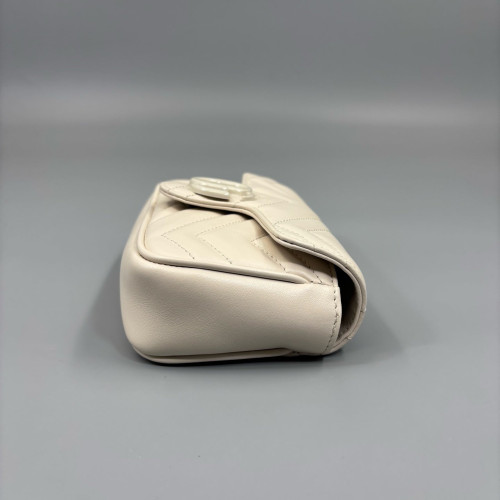 Gucci Matelasse Super Mini GG Marmont Calfskin White