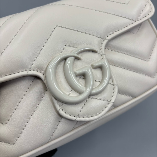 Gucci Matelasse Super Mini GG Marmont Calfskin White