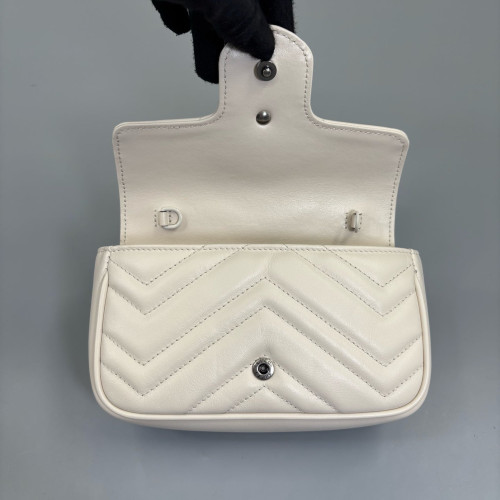 Gucci Matelasse Super Mini GG Marmont Calfskin White