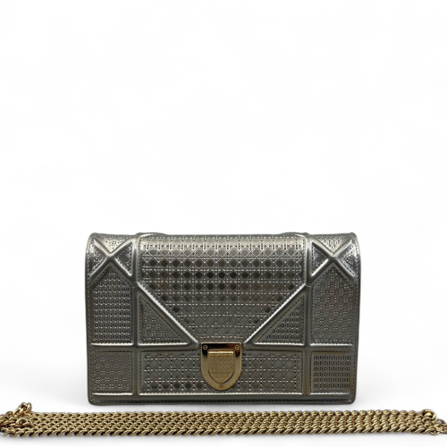 Dior Diorama Wallet On Chain Pouch Calfskin Silver
