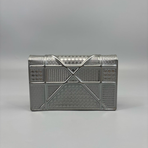 Dior Diorama Wallet On Chain Pouch Calfskin Silver
