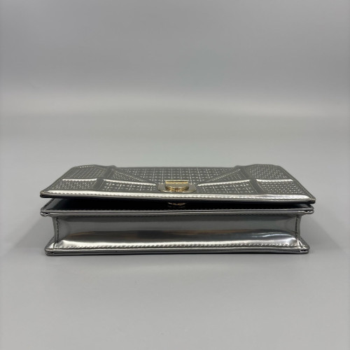 Dior Diorama Wallet On Chain Pouch Calfskin Silver
