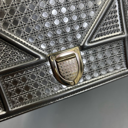 Dior Diorama Wallet On Chain Pouch Calfskin Silver
