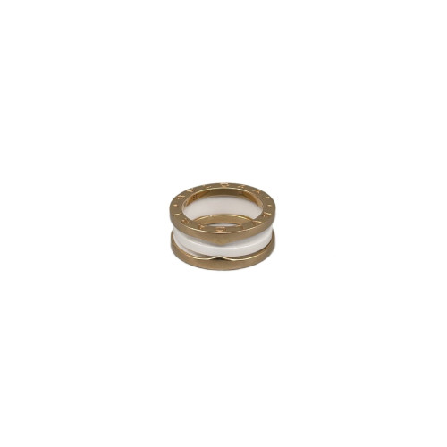 Bvlgari B.zero1 Ring 2 Bands Rose Gold Ceramic White