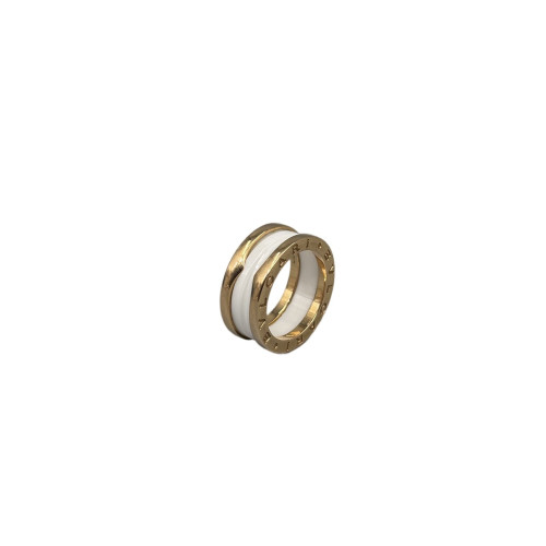 Bvlgari B.zero1 Ring 2 Bands Rose Gold Ceramic White