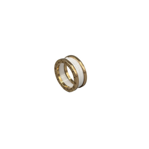 Bvlgari B.zero1 Ring 2 Bands Rose Gold Ceramic White