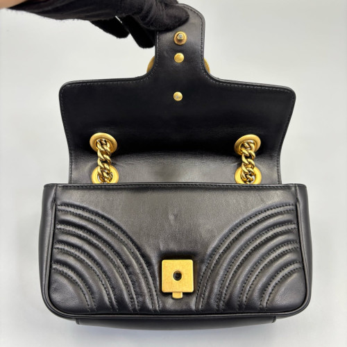 Gucci Matelasse Mini GG Marmont Calfskin Black