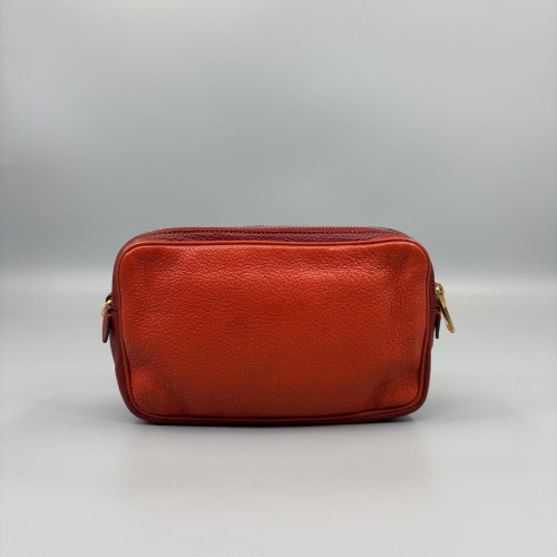 Miu Miu Camera Case Grained Calfskin Orange Red