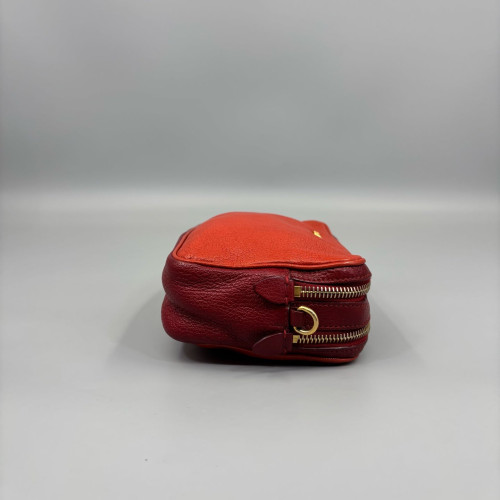 Miu Miu Camera Case Grained Calfskin Orange Red