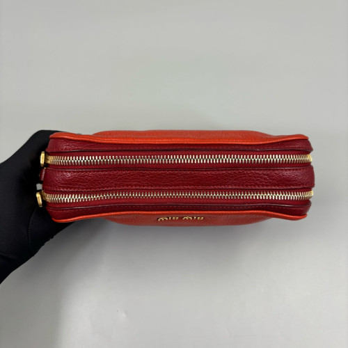 Miu Miu Camera Case Grained Calfskin Orange Red