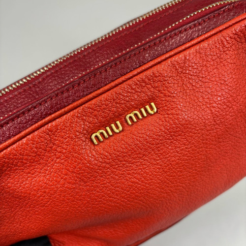 Miu Miu Camera Case Grained Calfskin Orange Red