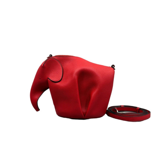 Loewe Elephant Crossbody Bag Calfskin Red