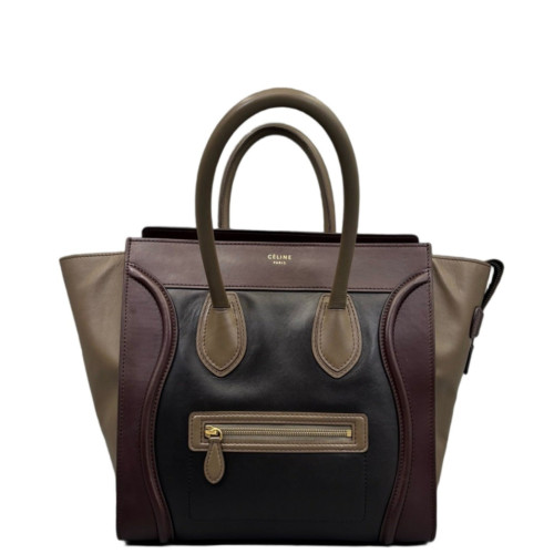 Celine Micro Luggage Calfskin Black Brown Burgundy