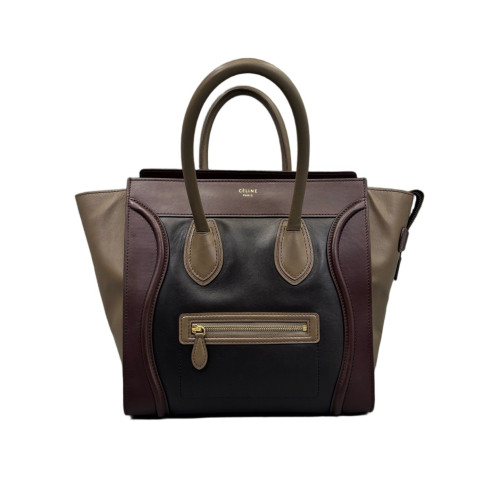 Celine Micro Luggage Calfskin Black Brown Burgundy