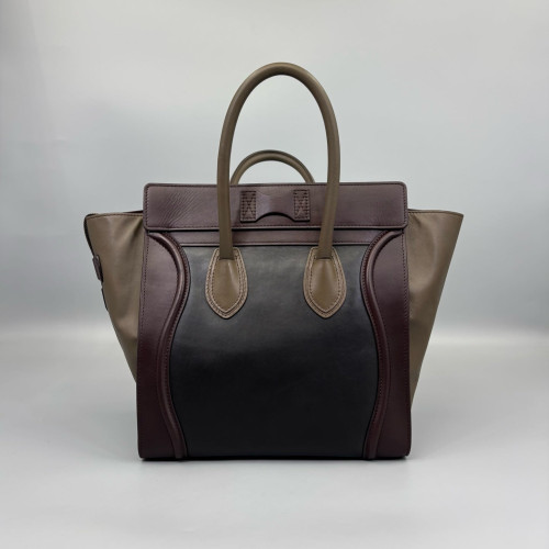 Celine Micro Luggage Calfskin Black Brown Burgundy