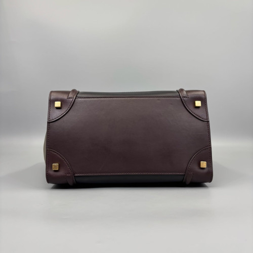 Celine Micro Luggage Calfskin Black Brown Burgundy