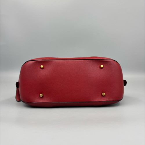Burberry Small Orchard Bowling Bag House Check Calfskin Beige Red Black