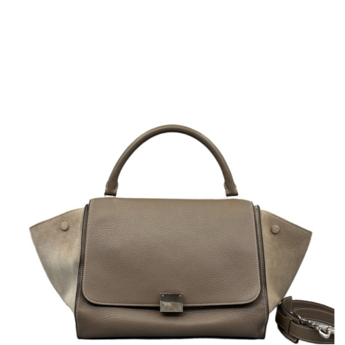 Celine Small Trapeze Suede Calfskin Taupe