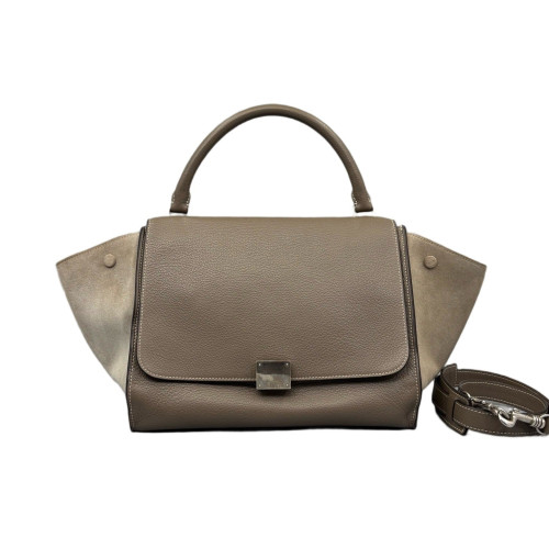 Celine Small Trapeze Suede Calfskin Taupe