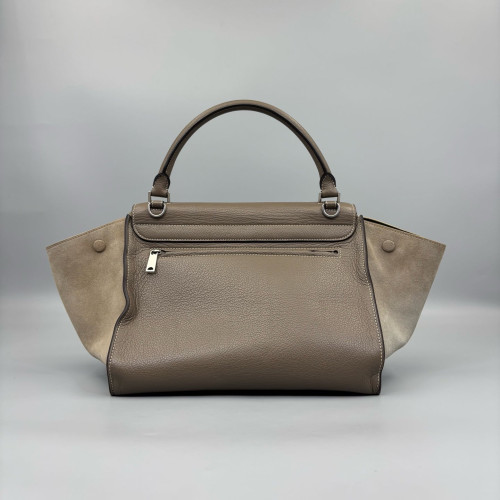 Celine Small Trapeze Suede Calfskin Taupe