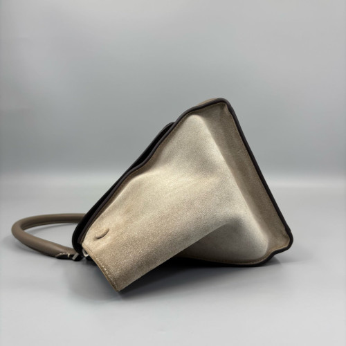 Celine Small Trapeze Suede Calfskin Taupe