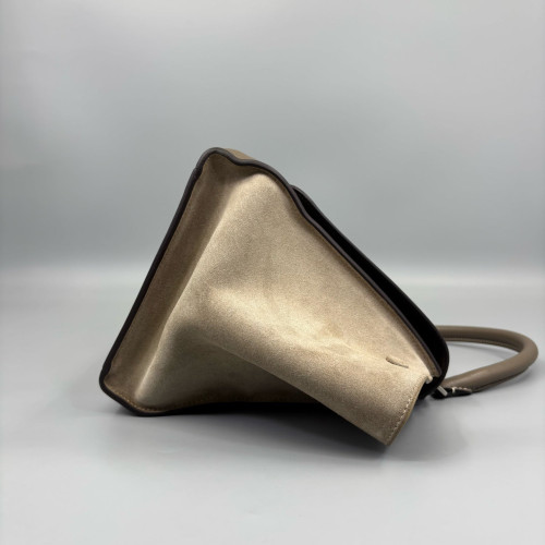Celine Small Trapeze Suede Calfskin Taupe