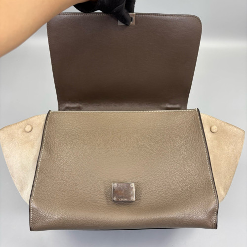 Celine Small Trapeze Suede Calfskin Taupe