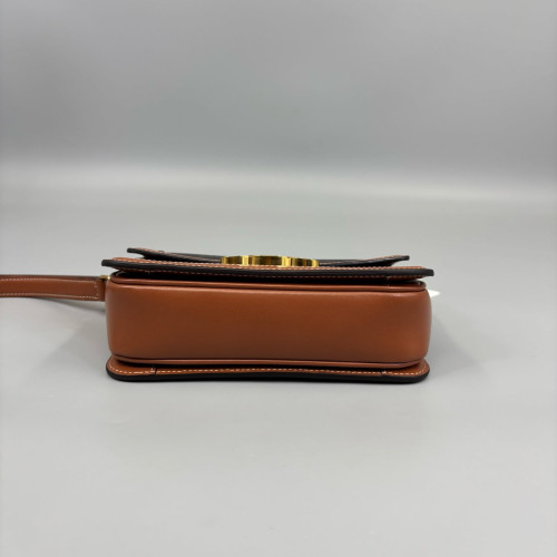 Celine Teen Triomphe Shoulder Bag Triomphe Calfskin Brown Dark Brown Light Brown