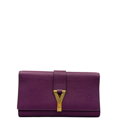Yves Saint Laurent Classic Y Ligne Clutch Calfskin Purple