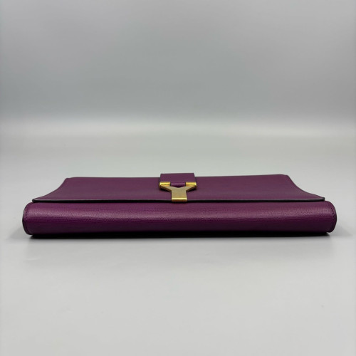 Yves Saint Laurent Classic Y Ligne Clutch Calfskin Purple