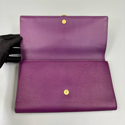 Yves Saint Laurent Classic Y Ligne Clutch Calfskin Purple