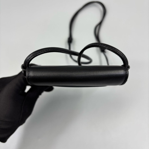 Celine Phone Holder Triomphe Calfskin Black Dark Brown Light Brown