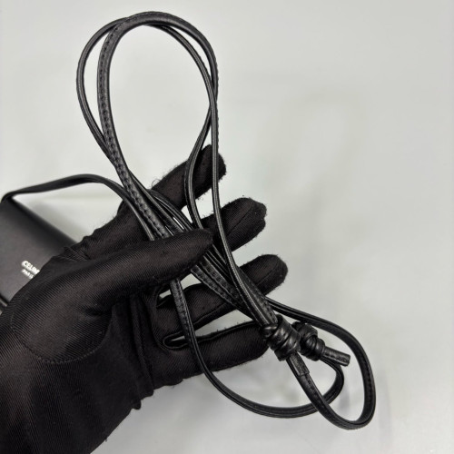 Celine Phone Holder Triomphe Calfskin Black Dark Brown Light Brown