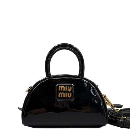 Miu Miu Dome Patent Calfskin Black