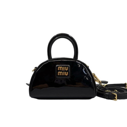Miu Miu Dome Patent Calfskin Black